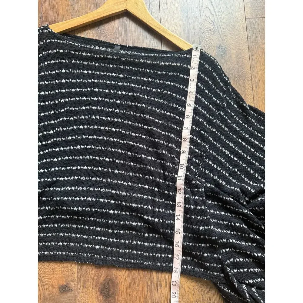 Whimsigoth Knit Striped Asymmetrical Black White Cape Poncho One Size